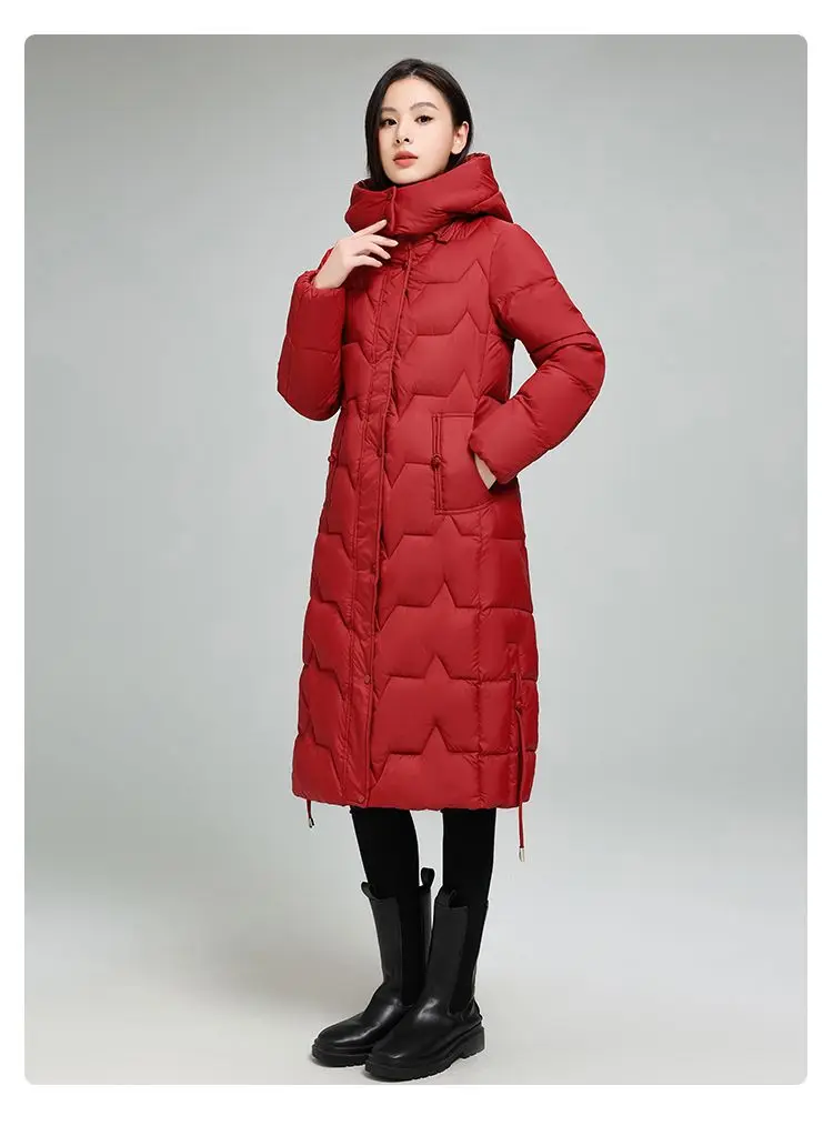 Female Long Down cotton Jacket 2026 Autumn Winter New Fashion Thicken Hooded Coat Women's Windproof Puffer Long Parka Overcoat