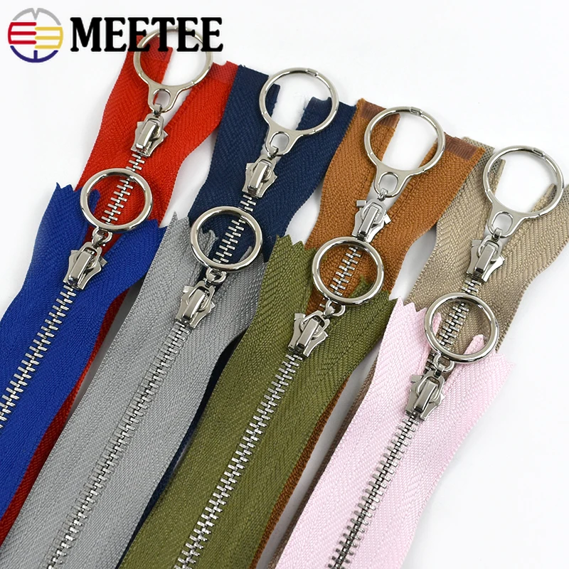 

5Pcs Meetee 15-70cm Metal Zippers Fashionable Zips Clothing Decoration Zipper for Jacket Zip DIY Handcraft Sewing Accessories