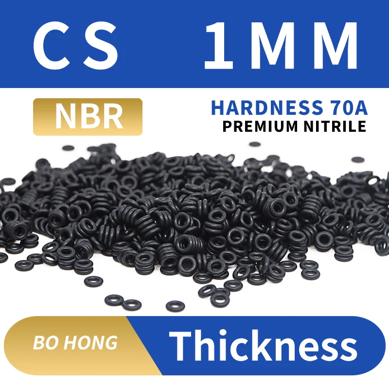 CS1mm black NBR 70A nitrile rubber O-ring sealing gaskets wear-resistant gasket O-ring thickness 1mm  rubber ring