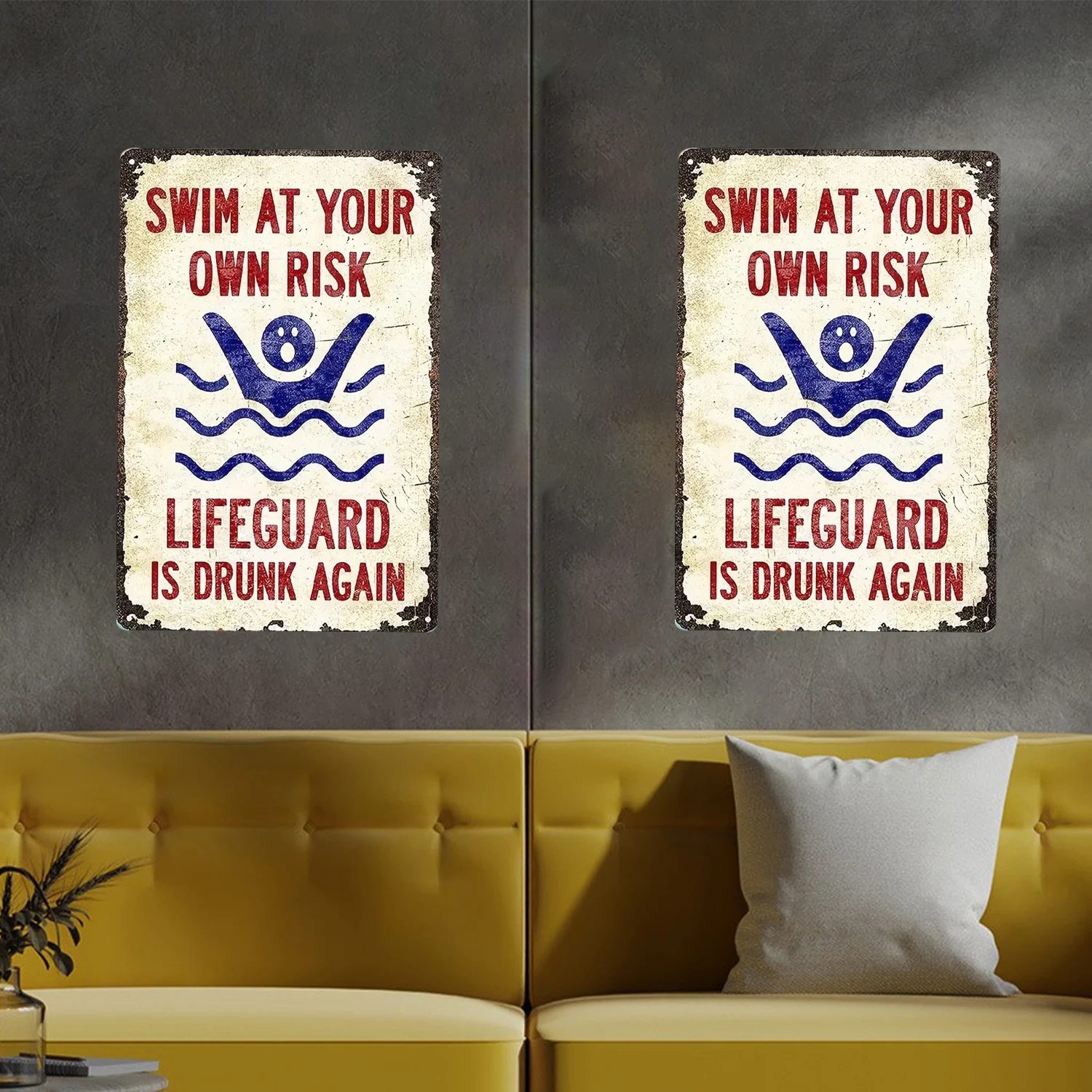 Swimming Pool Rules Metal Tin Sign, Lifeguard Warning, Wall Decoration, Family Pool, Garden, Terrace, 30x20cm