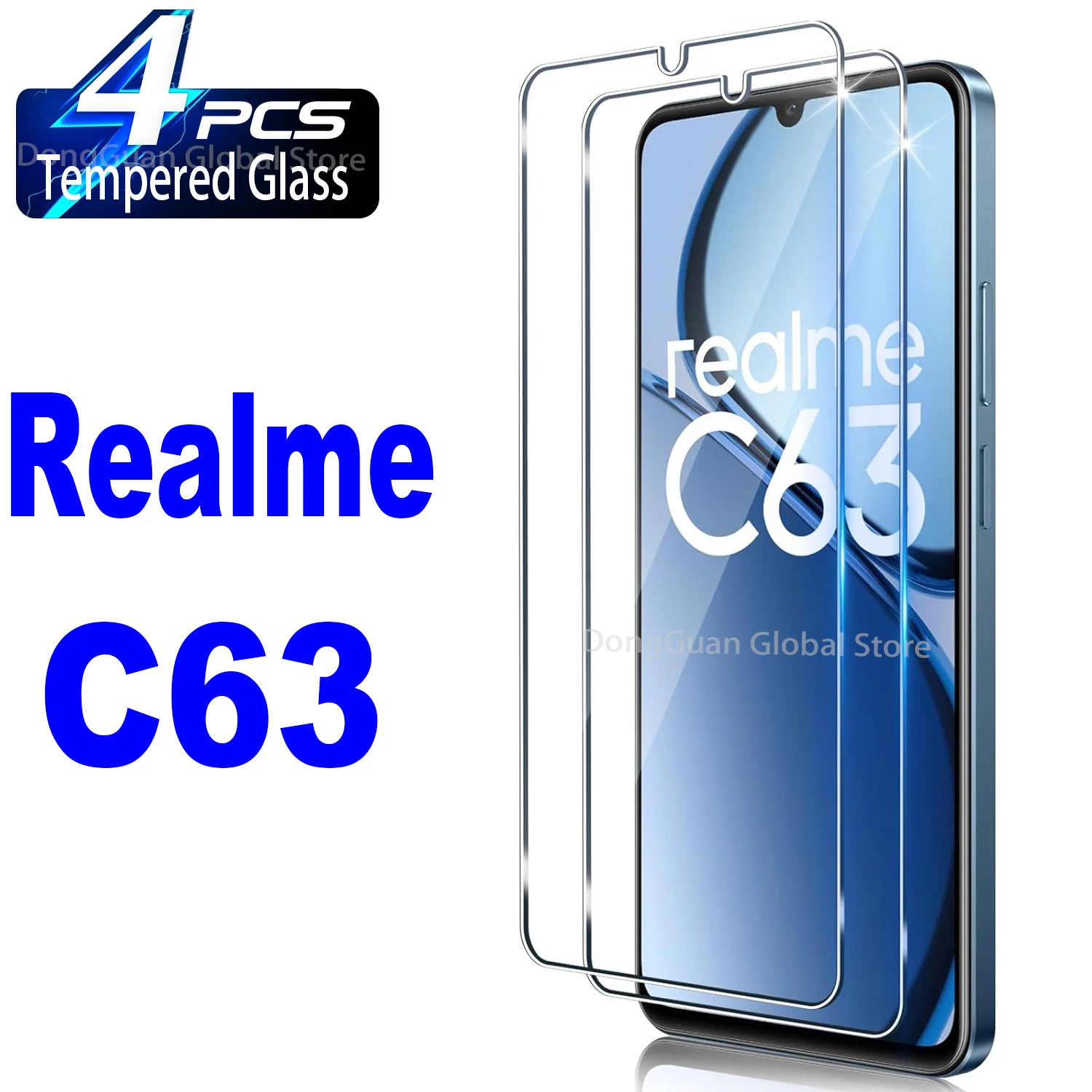 

1/4Pcs Tempered Glass For Realme C63 Screen Protector Glass Film