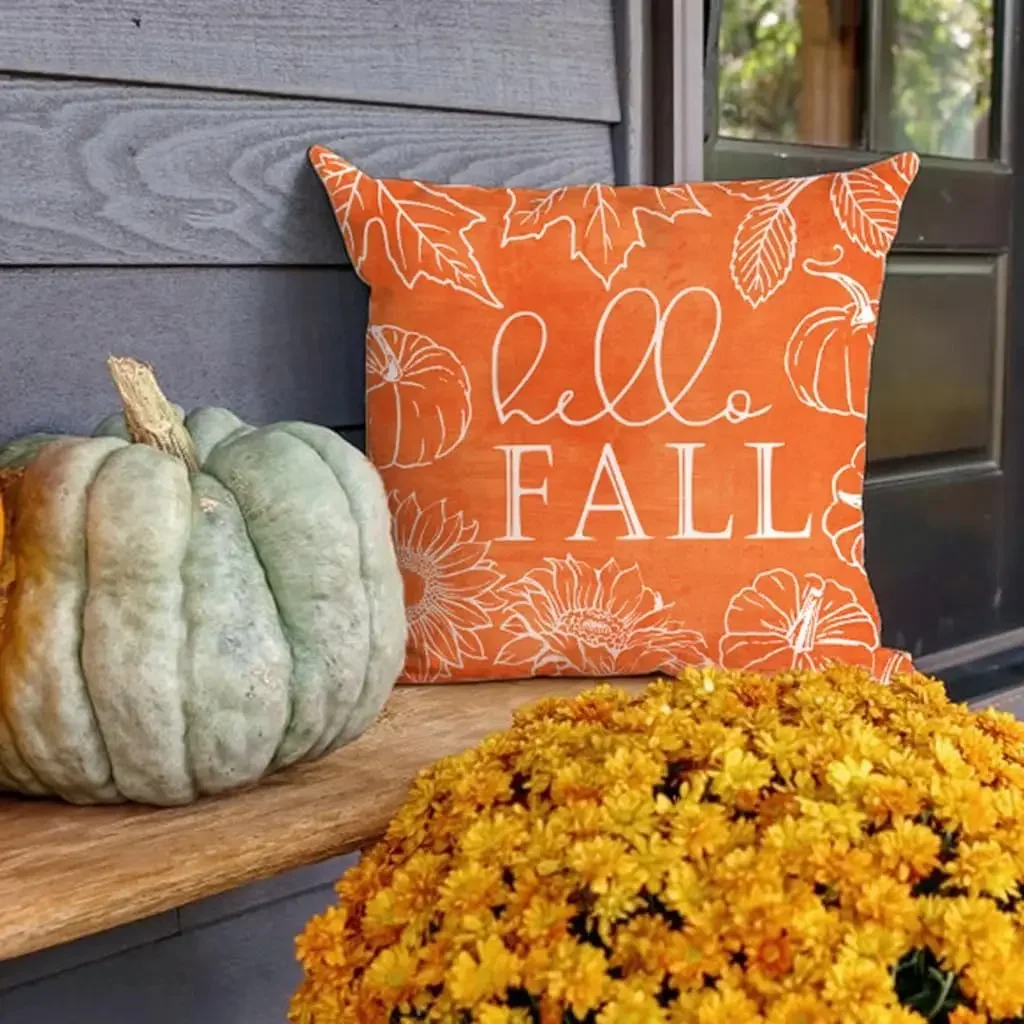 Autumn Pillowcase Pumpkin Leaf Autumn Decorative Outdoor Pillow Decorative Pad Box Farm Festival Decorative Pad Seat Cover