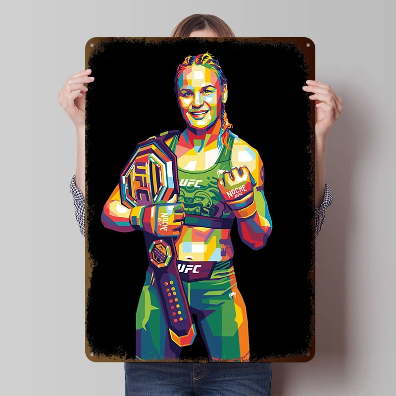 Valentina Shevchenko Champion Pop Art Tinplate Poster Customized Wall Art Vintage Metal Signs Retro Plates for Garage Decoration