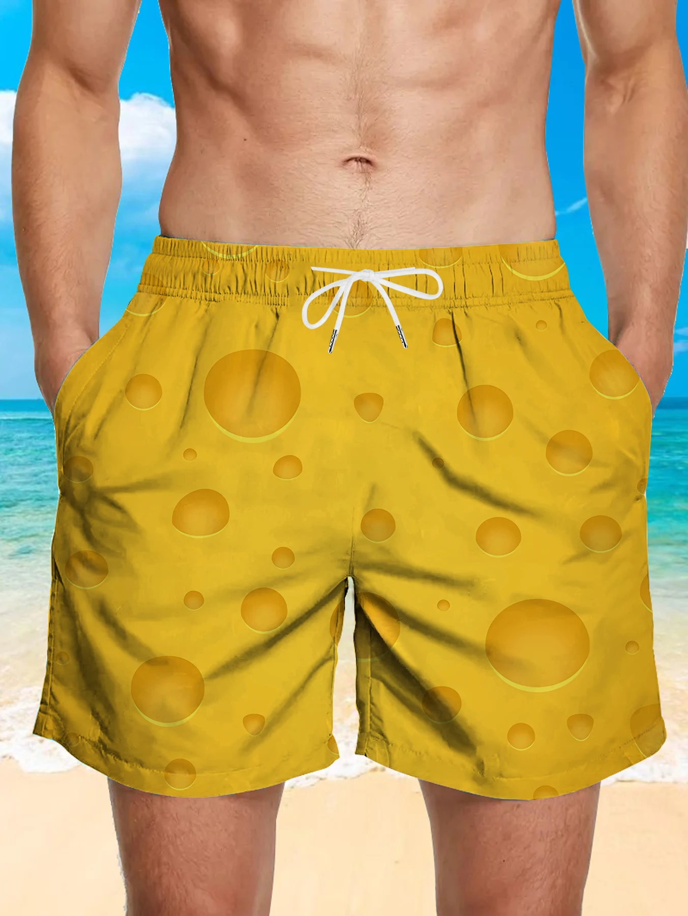

Trendy All Over Digital Print Shorts Men Light Quick Dry Polyester Beach Bottoms