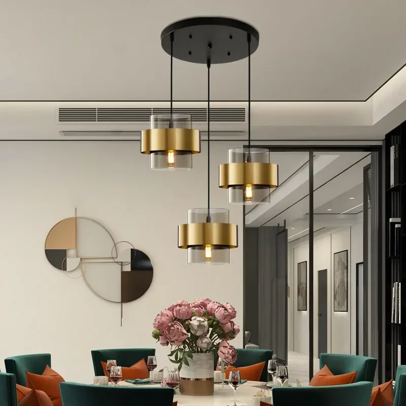 Postmodern Minimalist Creative Personality Led Pendant Lights Luxury Golden Aisle Restaurant Bedroom Bedside Small Chandelier