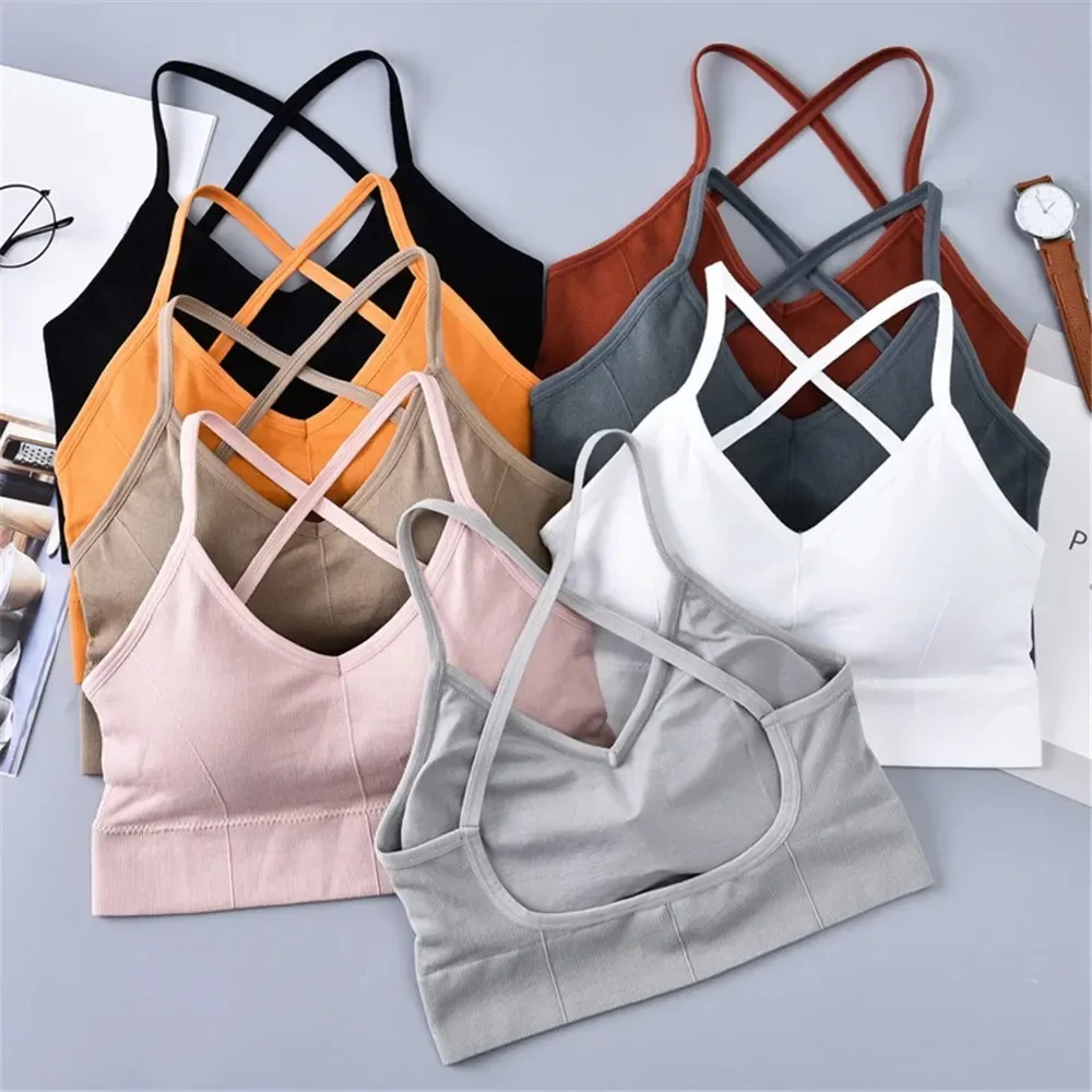 Sports Bras Fitness Vest Women Shockproof Push Up Sport Top Seamless Running Yoga Bra Girl Gym Workout Backless Sport Bra Vest