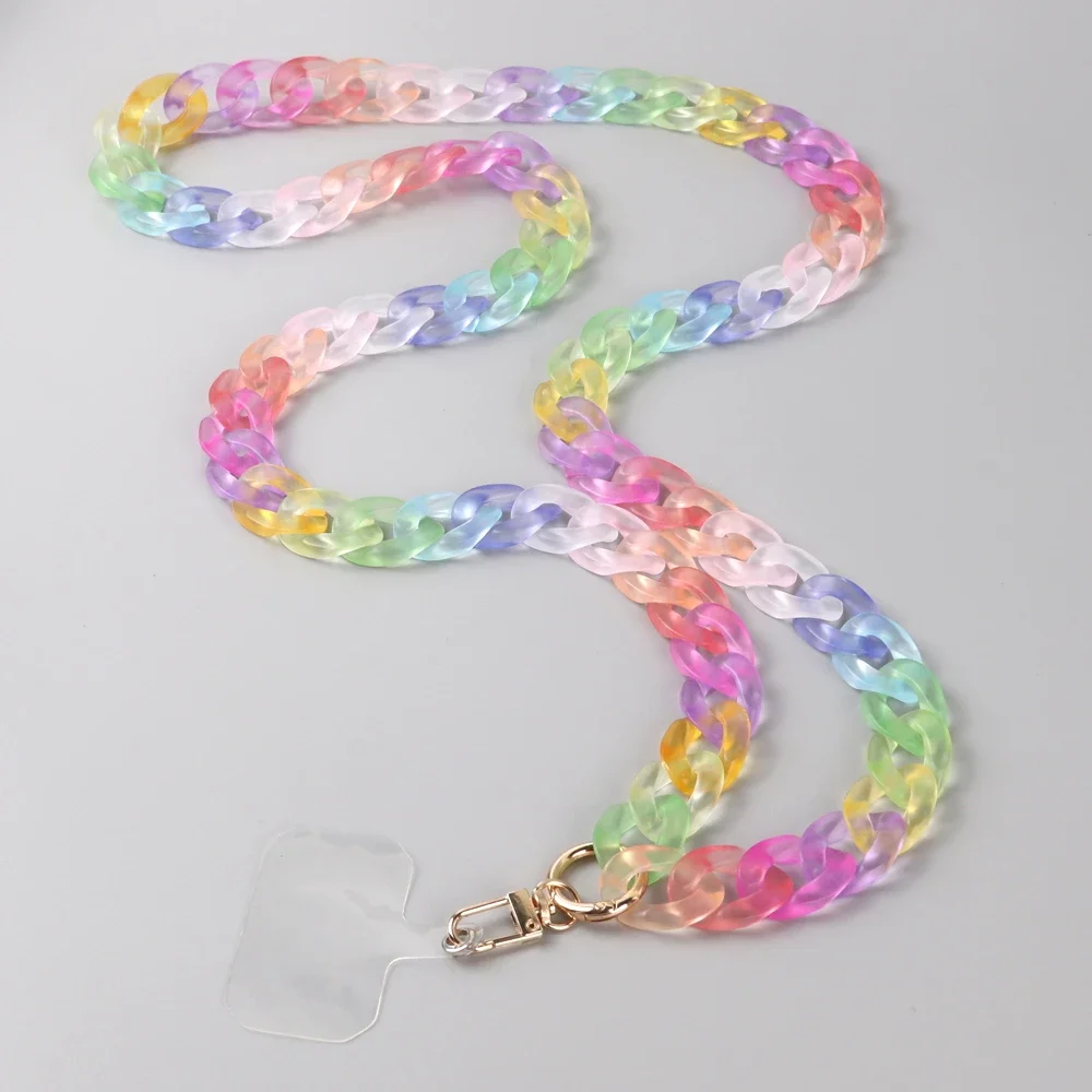 FishSheep 12 Colors Frosted Acrylic Chain Crossbody Phone Lanyard Rope for Women Portable Mobile Anti-lost Cell Phone Link Strap