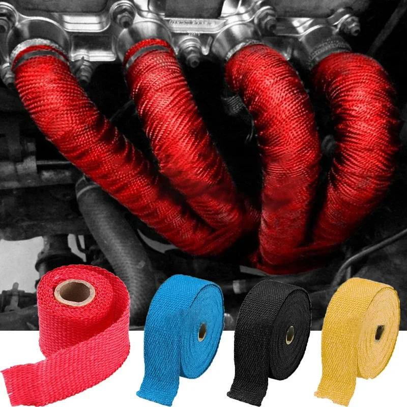 

Motorcycle Car Exhaust Pipe Wrap Tape Heat Wrap Blue Black 1.5 Meters Car Exhaust Pipe Wrap Insulation Fiber Tape Auto Accessory