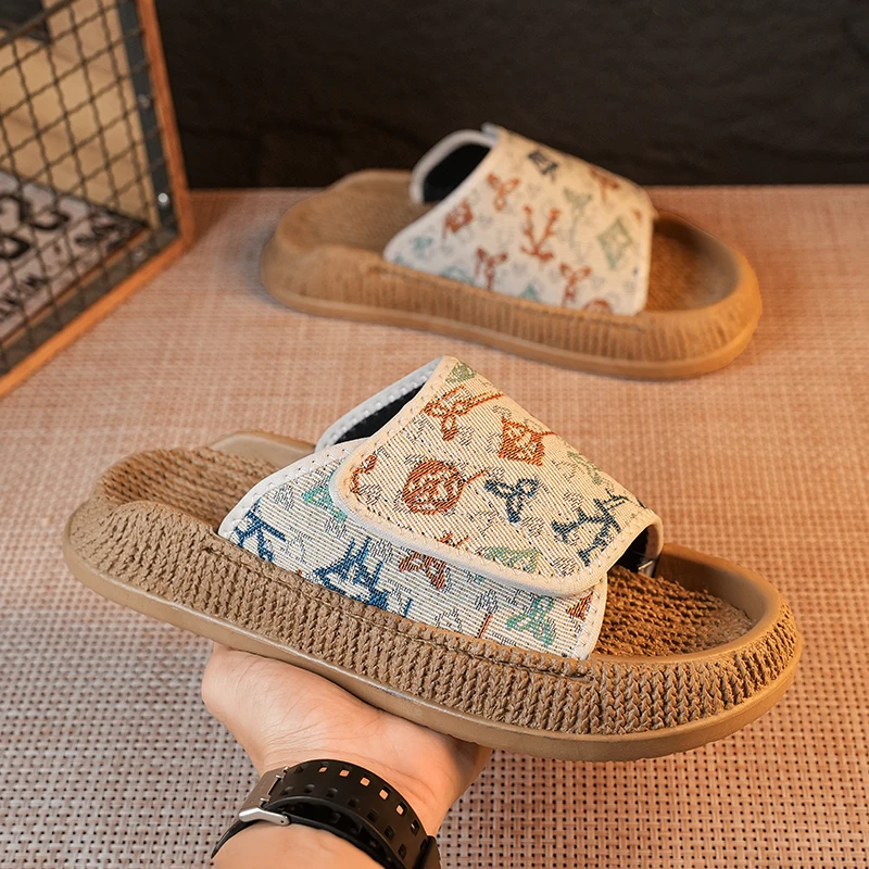 

Men Trendy Casual One-Strap Slides Plus Size Comfort Beach Slippers