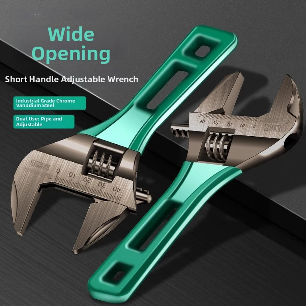 Reliable Adjustable Wrench with Enhanced Strength from Chromium Vanadium Steel and Broad Clamping Range up to 46mm