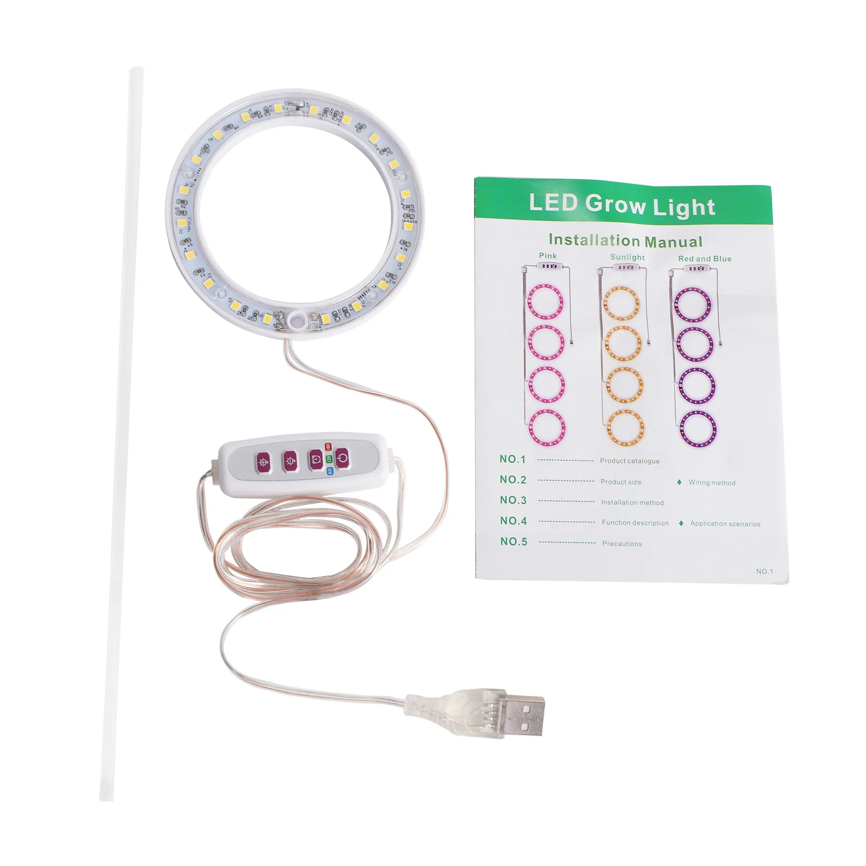 Y17A LED Grow Light Full Spectrum Phyto Grow Lamp USB Angel Ring Lamp For Succulents, Flower Plants Growth