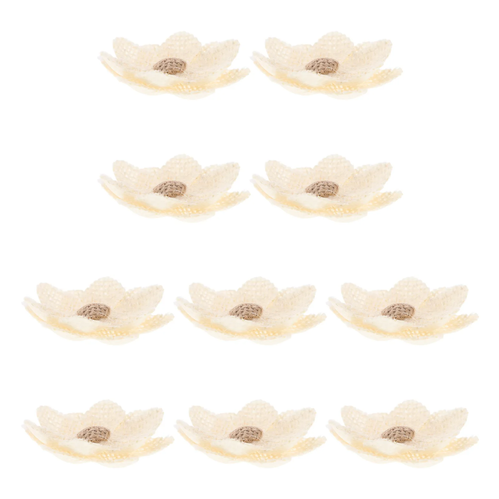 

10Pcs Burlap Fabric Flowers Rustic Elegance DIY Craft Supplies for Home Wedding Seasonal Decoration Handmade Artificial Flowers