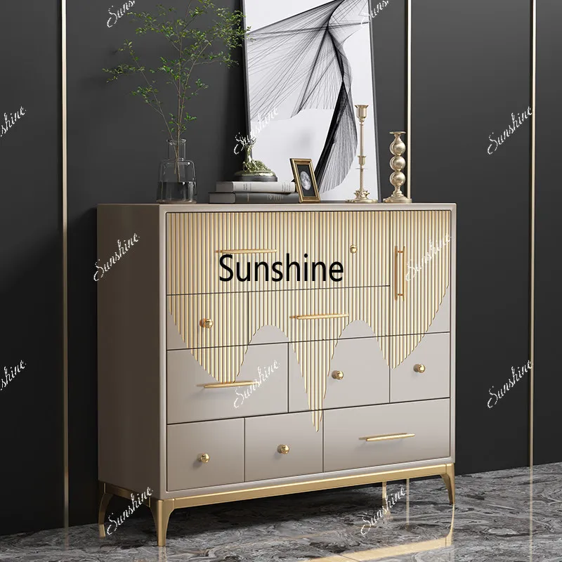 Italian solid wood chest, light luxury entrance, locker against the wall, drawer cabinet