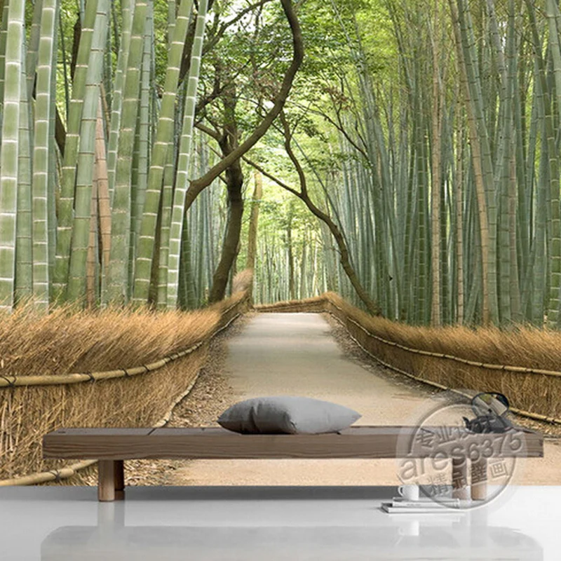 Custom 3D green bamboo forest wallpaper sofa living room TV background wall expand the space mural pastoral bedroom restaurant