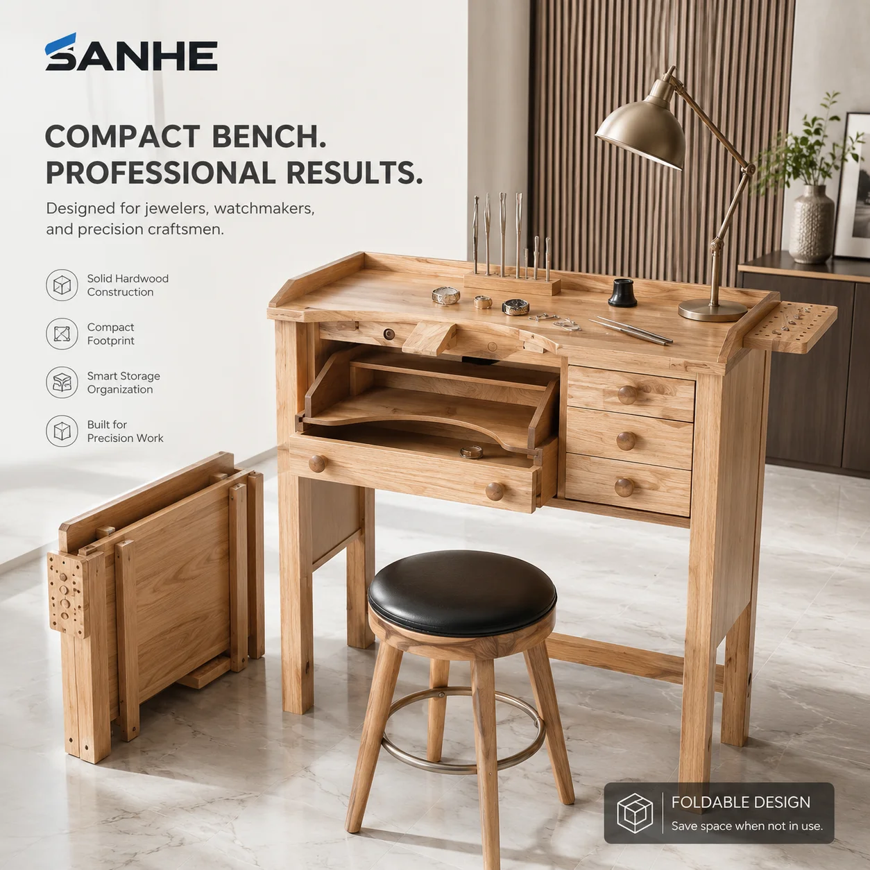 SANHE New Practical Storage Drawers Jewelry Solid Wood Workbench DIY Enthusiasts Home School Woodworking Wood Router Table