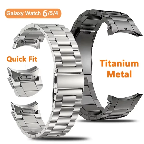 Imagen 1 del producto Correa de acero inoxidable de titanio para Samsung Galaxy Watch 6 Classic 43 47mm 40/44mm para Galaxy Watch 6 5 4 pulsera sin huecos