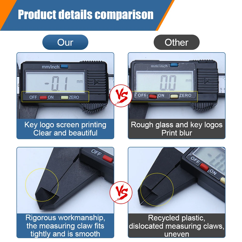 100/150mm Electronic Digital Caliper 6Inch Vernier Caliper Gauge Micrometer Measuring Tool Pachometer Digital Ruler with Battery