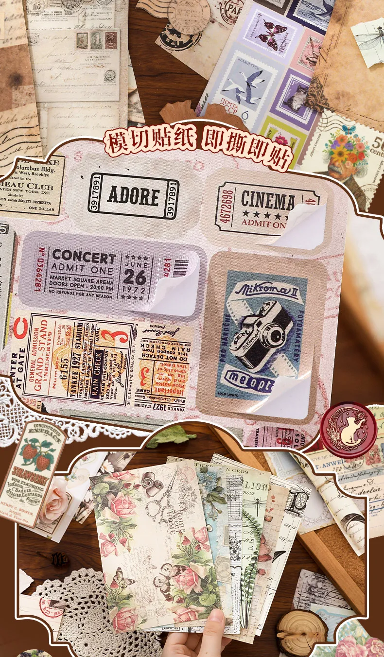 Journal GO 15 Seiten Vintage-Materialbuch, dekoratives Journaling-Material, Papiere für Scrapbooking, Planer, Tagebuch, DIY-Hintergrund – Detail 5