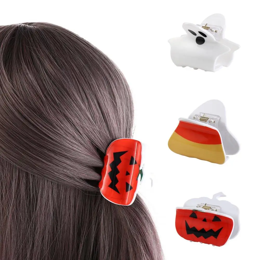

Fashion Halloween Pumpkin Hair Claw Pumpkin Korean Style Ghost Claw Clip Acrylic Shark Clip Pumpkin Crab Clip Female/Girls