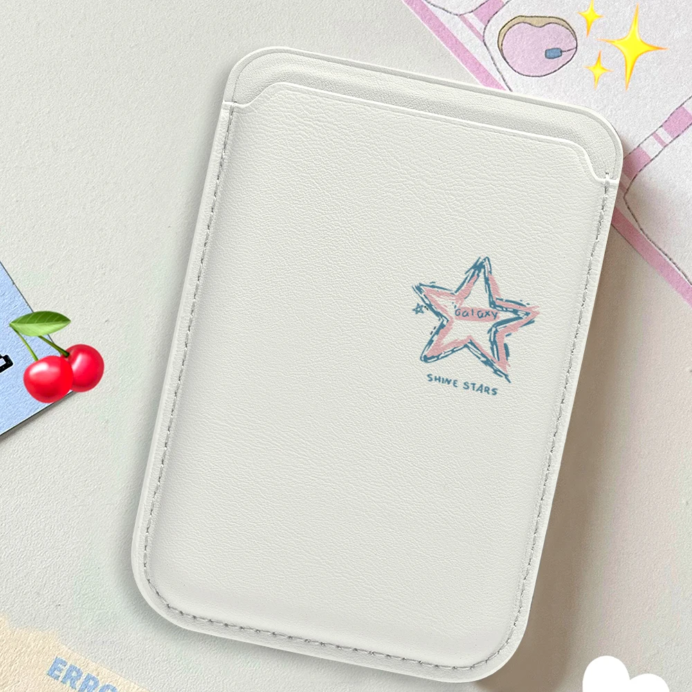 Minimalistisches Kunst-Stern-Leder-Kartenetui, Telefonkartenhalter für Magnetische Hüllen, Geeignet für alle iPhone Magsafe Karten-Handyrückseiten-Taschen – Detail 3