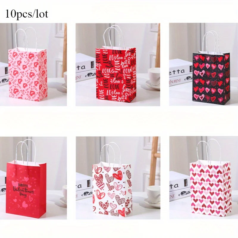 

Декоративные бумажные пакеты с сердечками на день Святого Валентина 27x21x11 см, 10 шт., подарочные пакеты для девочек, сувениры для вечеринок-сюрпризов