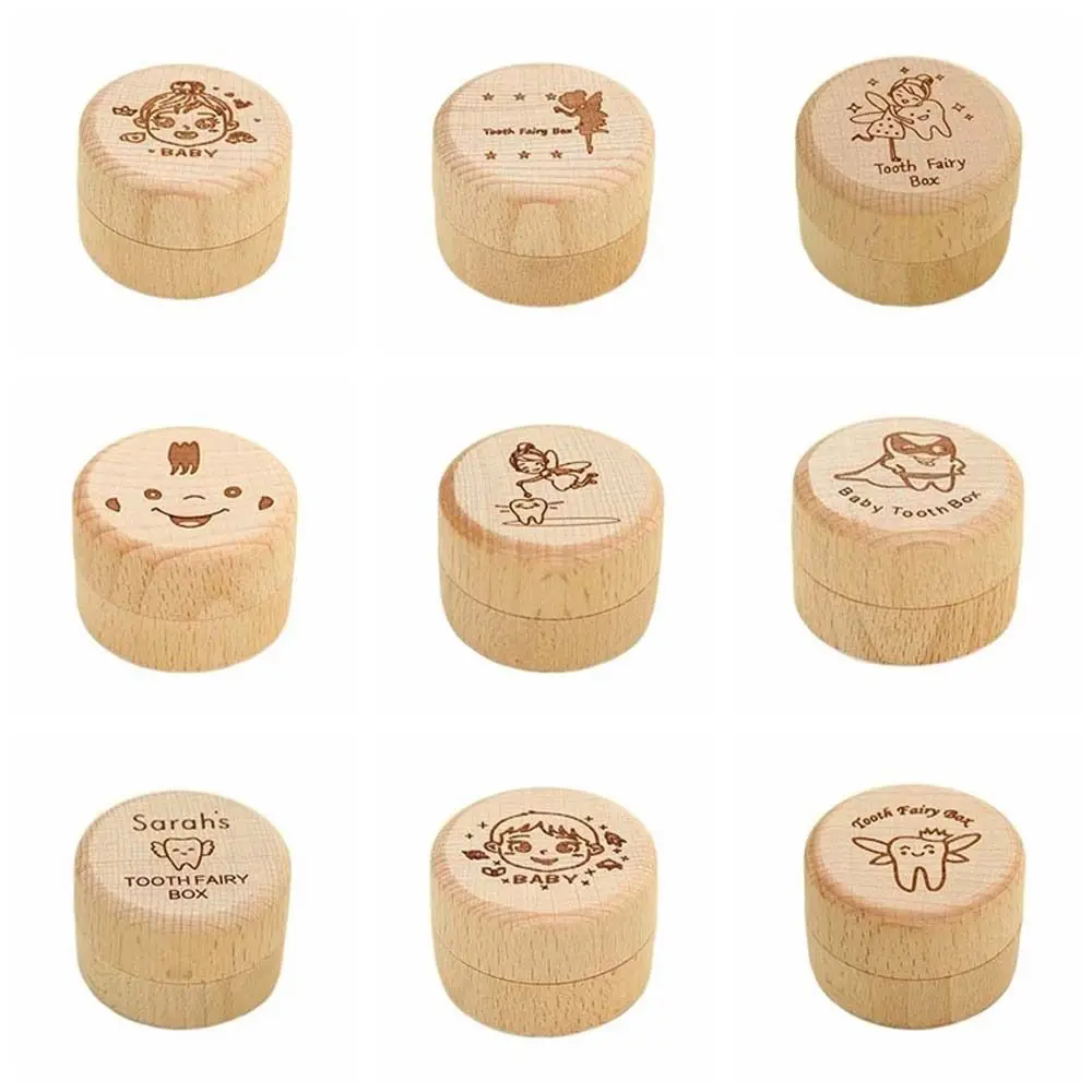 Wooden Wood Baby Tooth Box Primary Teeth Fetal Hair Umbilical Cord Preservation Tooth Fairy Box Tooth Box Keepsake Box