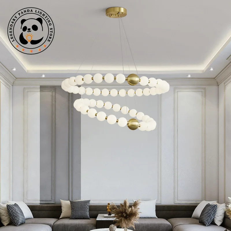 French Designer Chandelier Originality Luxury Pearl Necklace Pendant Lights Parlor Hotel Restaurant Villa Decor Hanging Fixtures