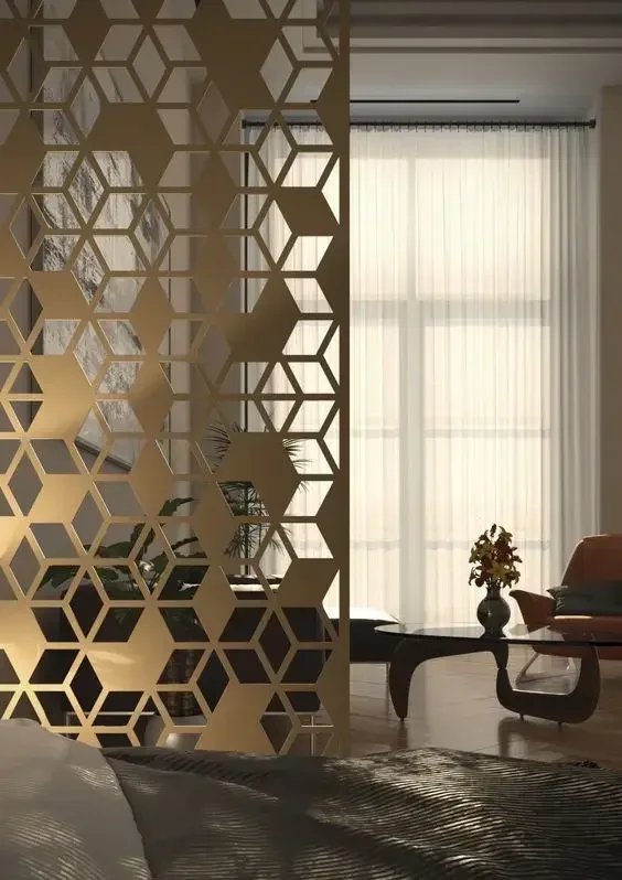 Nordic Metal Partition Screen Panel Modern Interior Stainless Steel Laser Cut Room Divider Decorative