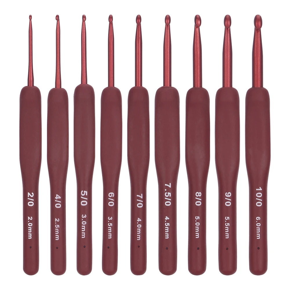 9 Size Crochet Hooks Kit(2-6mm),Ergonomic Rubber Grips for Arthritic Hands,Knitting & Crochet Supplies for Beginners,Comfortable