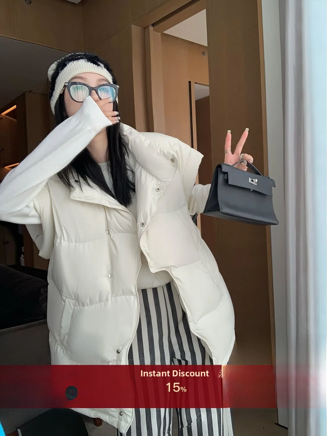 

Women's Thiened White Du down Stand Collar Jaet Outerwear Vest Winter New Sle Warmth Quilted Nylon Svel Coat