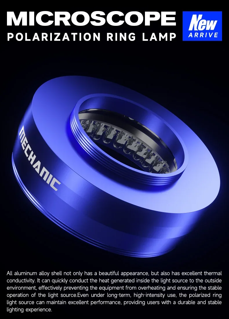Lámpara de anillo de polarización para microscopio mecánico, anillo polarizado, fuente de luz LS720