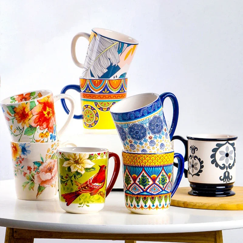Hand-Painted Floral Pattern Jumbo Mug Tea Milk Cereal Mug Large Capacity  Ceramic Coffee Mug Breakfast Cup for Home Kitchen - AliExpress 15