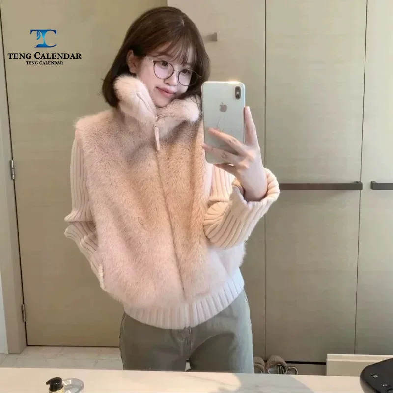 Imitation Fur Jacket, Small Detachable Knitted Sleeve Vest Short Jacket, Women's Winter 2026 New Style