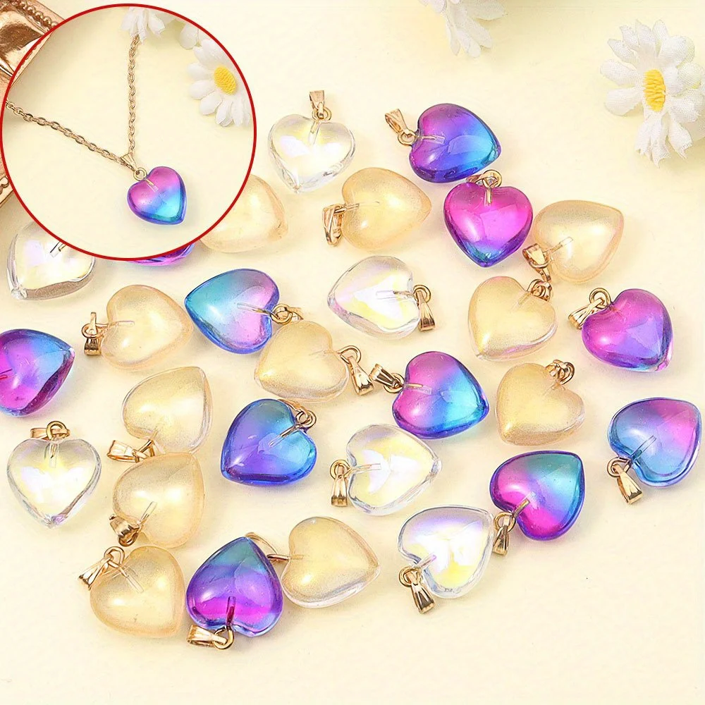 

2/5/10 шт. стеклянный кулон из бисера в форме сердца для аксессуаров «сделай сам», аксессуары для украшения Рождества и Хэллоуина
