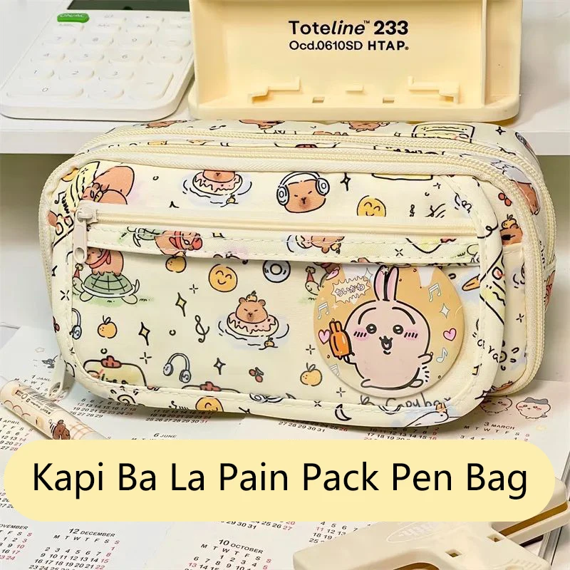 Kawaii Capybara KT Cat Cute Large Capacity Pencil Case Stationery Supplies Multi-function Storage Bag Student School Supplies