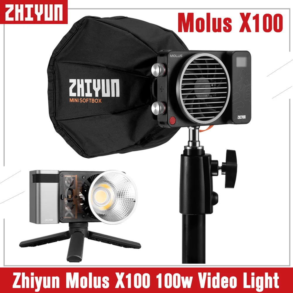 

Zhiyun Molus X100 100W LED Video Light Bi-color 2700-6500K COB Pocket Light Bluetooth Remote Control Protable Photography Light