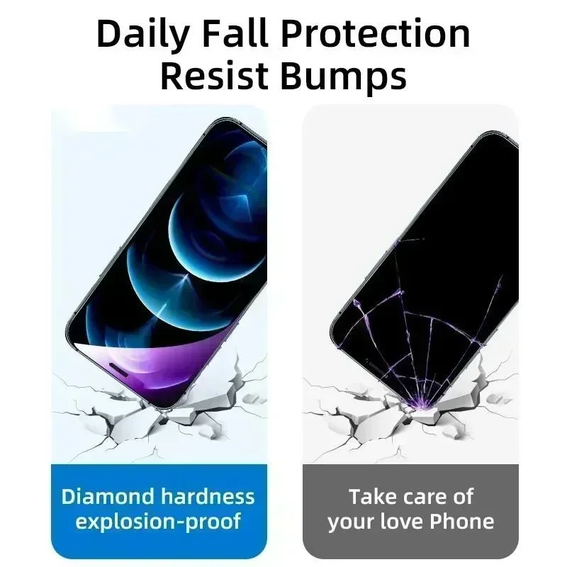 2-4 Pcs Anti-blue Light Tempered Glass For iPhone 15 14 13 12 11 Pro Max XS XR 12mini 8 7 Plus Screen Protector Protect eyesight