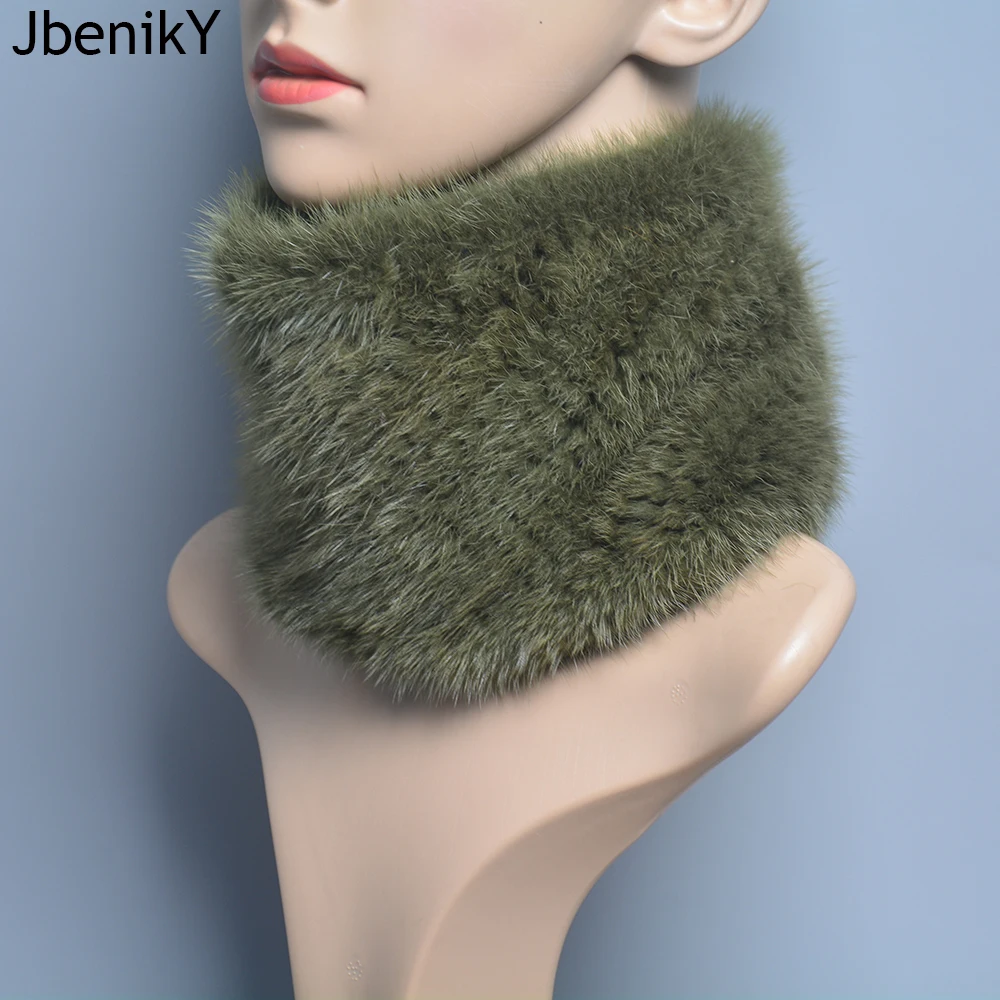 Natural Mink Fur Neck Warmer Elastic Women Winter Warm Headband Female Genuine Mink Fur Ring Scarf