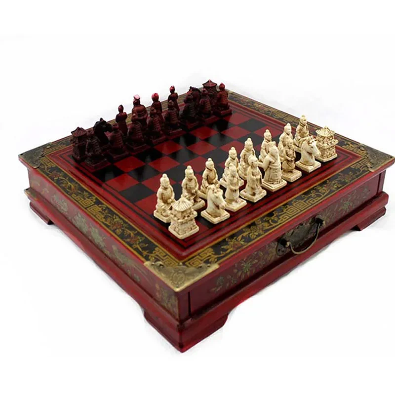 Chinese Terracotta Retro Chess Board Game, Wooden Chessboard, Carving, Teenager, Adult Puzzle, Birthday Gift