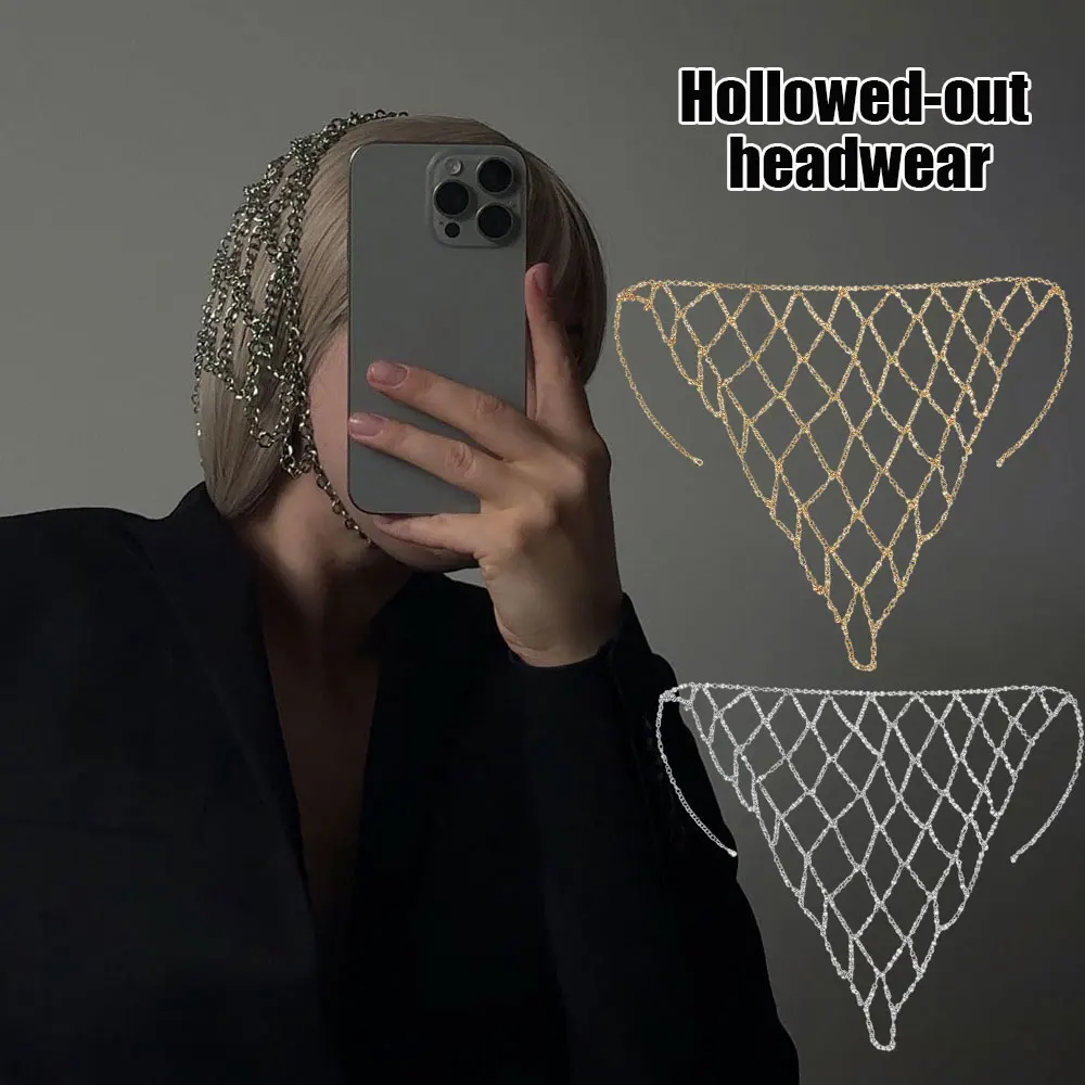 

Retro Metal Head Chain Nightclub Hollow Metal Mesh Hat Headpiece Exquisite Bridal Forehead Jewelry Hollow Headdress For Women