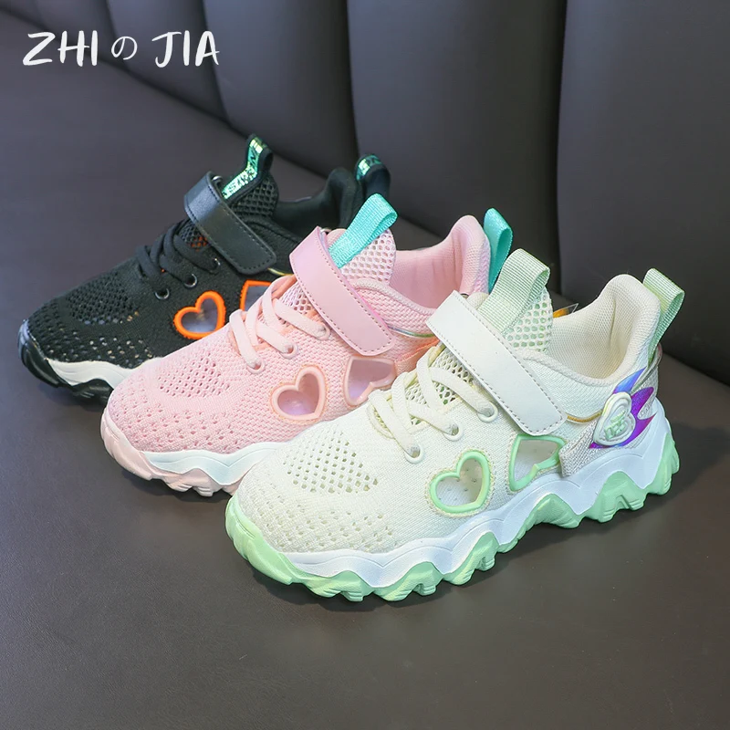 Children\'s New Knitted Hollow Breathable Sneaker Summer Mesh Comfortable Lightweight sandals Cute Girls Pink Casual Footwear