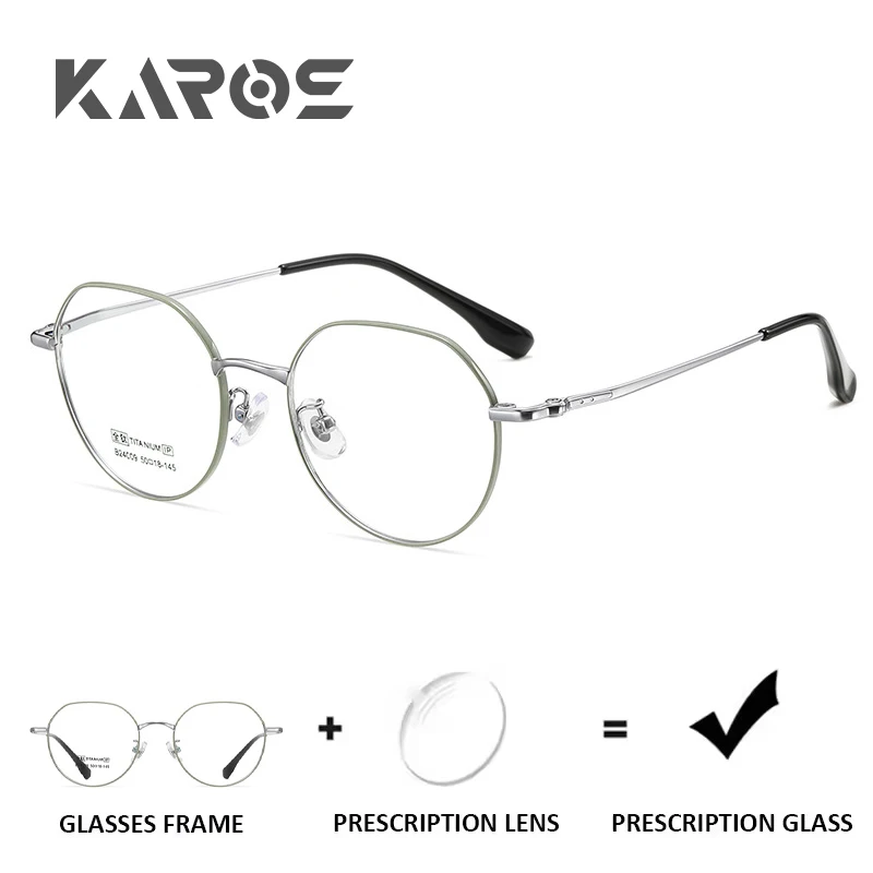 

KAROS All-Titanium Round Progressive Prescription Glasses ﻿Optical Lenses with Custom Rrecipe Myopia Eyewear for Women Men