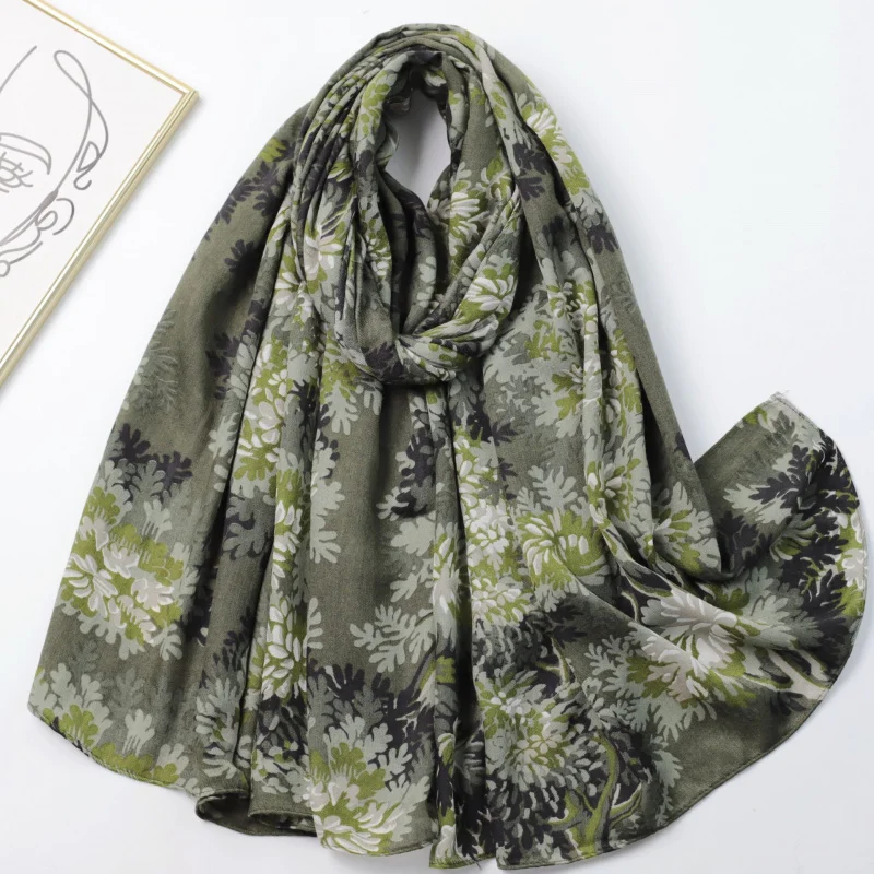 وشاح طويل مطبوع من القطن الساتان من Lin Hai، بث مباشر من المصنع، عطلة السفر، دافئ للنساء S