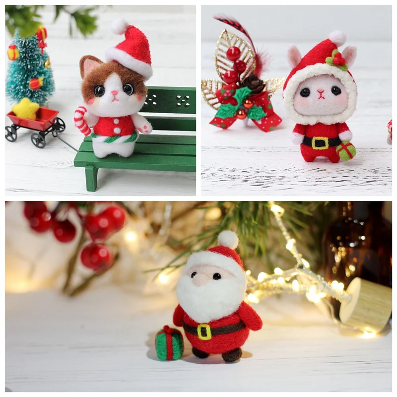 A96I-Christmas Dolls Needle Felting Kits Replacement For Beginner,Needle Felting Kit,Felt Needles,Foam Pad,Felt Cloth,Instructio