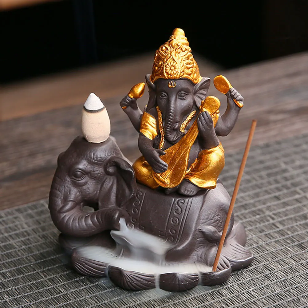 

Incense Burner Home Censer Tabletop Holder Office Desktop Adornment Insence Aroma Golden Ceramic Vintage Ornament