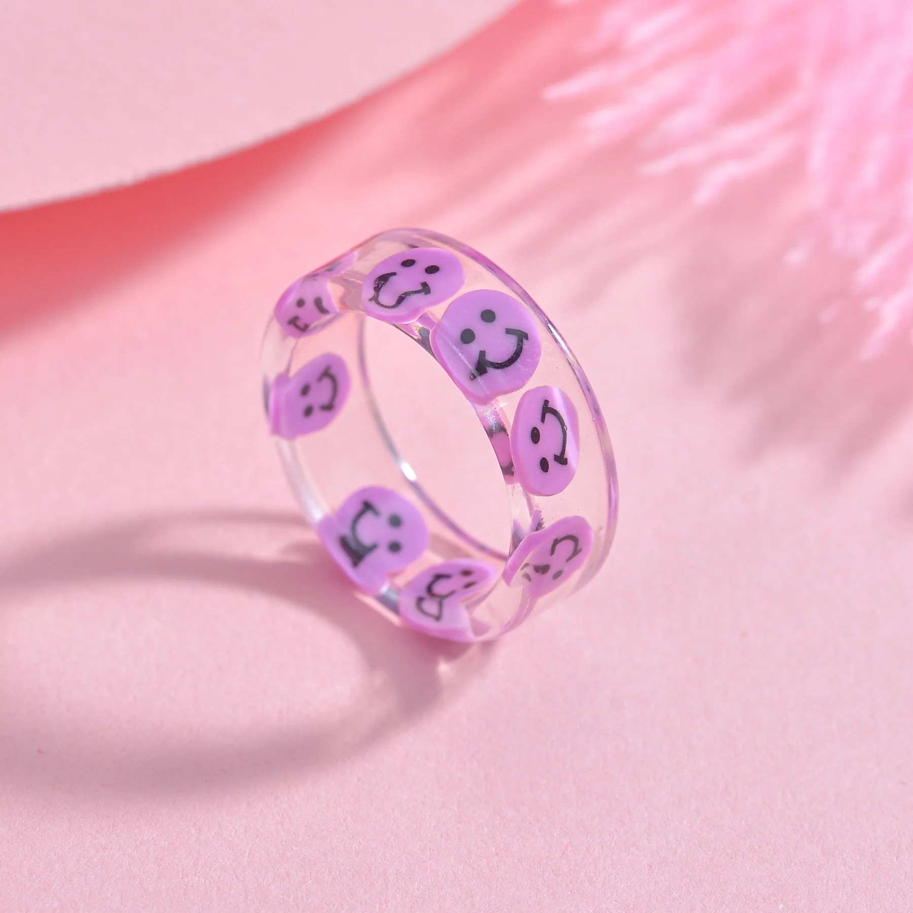 Transparent Acrylic Ring for Women Colorful Sweet Resin Round Fruit Rings for Women Girls Geometric Summer Fashion Jewelry