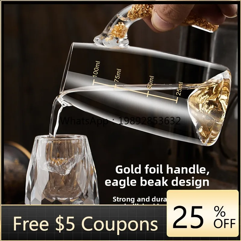 

L3-20 Gold Foil Crystal Glass Baijiu Cup Household High-end Small Chinese Yipin Jiangshan Jinshan Wine Cup
