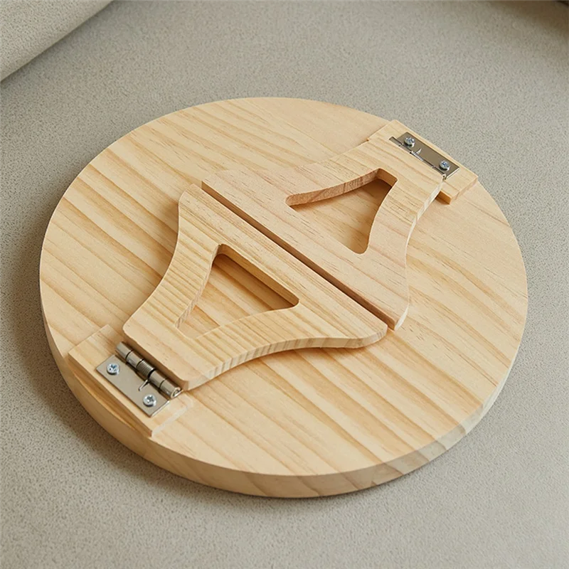 A43F-Round Foldable Wooden Sofa Clip On Side Table For Wide Couches Arm,Armrest Table For Eating/Drinks/Snacks/Remote/Control