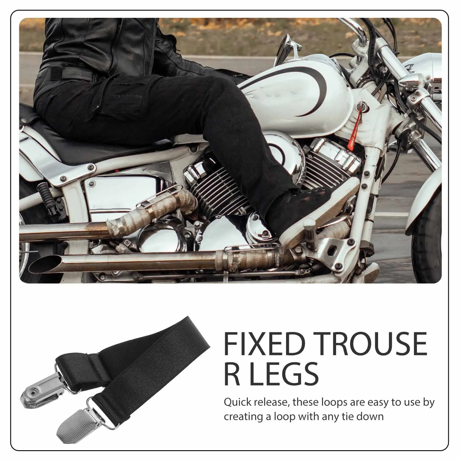 

6pcs Black Elastic Boot Straps 25x20cm Adjustable Motorcycle Riding Pants Leg Holders Protective Gear Scooters Tie Down Straps