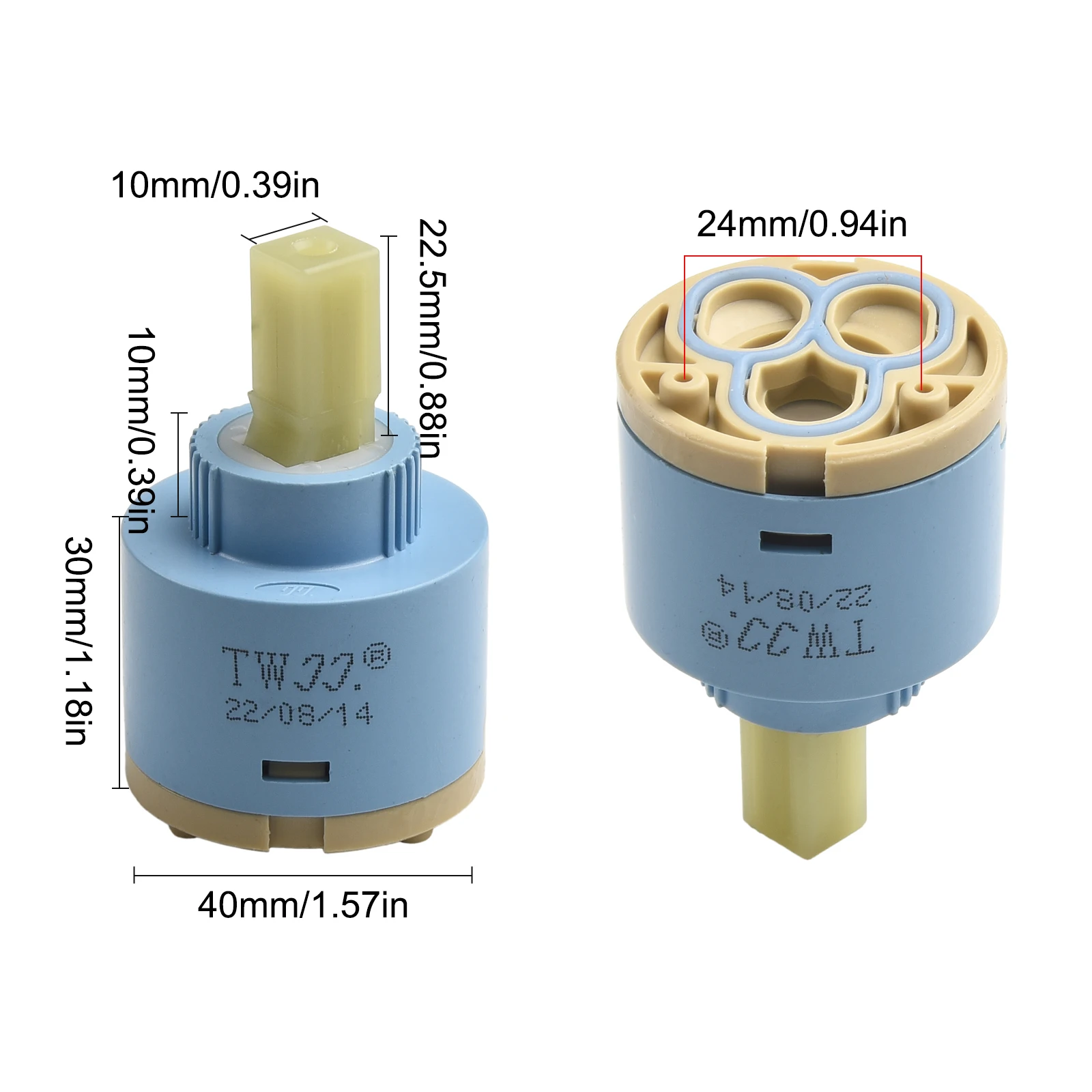 Carretel cerâmico para torneira watersaving, Misturador de água de substituição, Cartucho de torneira, Cozinha, Banheiro, Peça de reposição, 35mm, 40mm